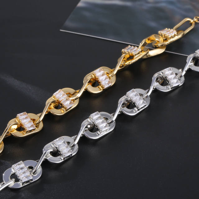 Cubic zirconia chain bracelet