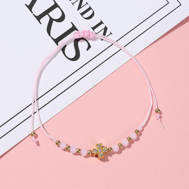 Cross bead string bracelet