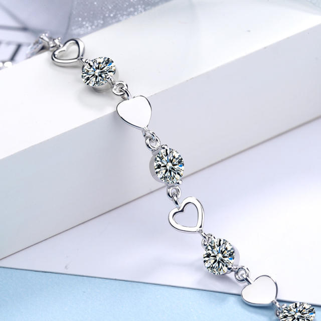 Sterling silver heart chain bracelet