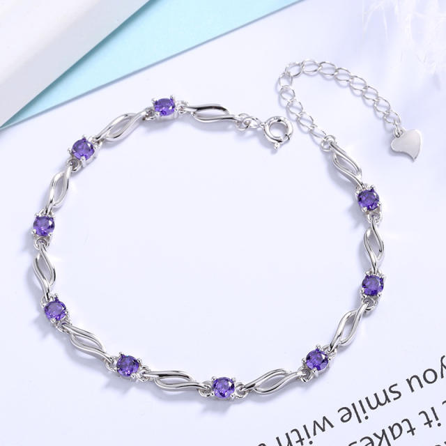 Sterling silver with gemstone chain bracelet