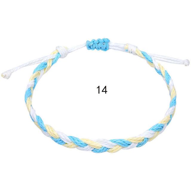 Braided wax string bracelet