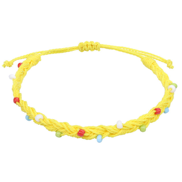 Wax string seed bead bracelet