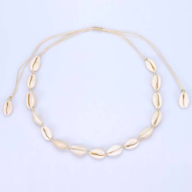 Shell string bracelet and necklace set