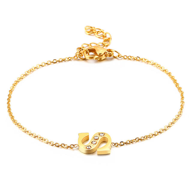 Initial  dainty  chian bracelet