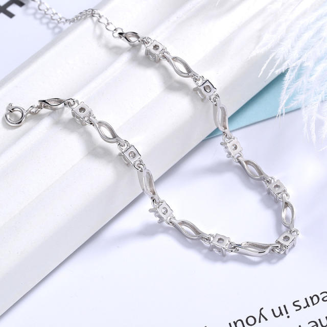 Sterling silver with gemstone chain bracelet