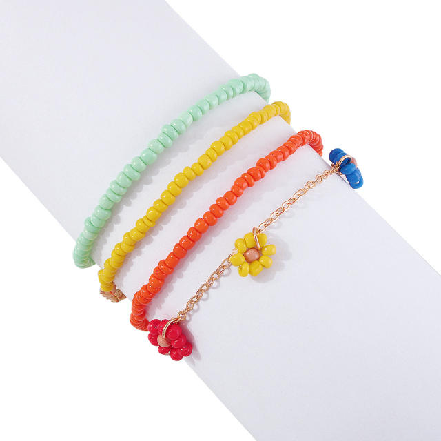 Bead flower bracelet set