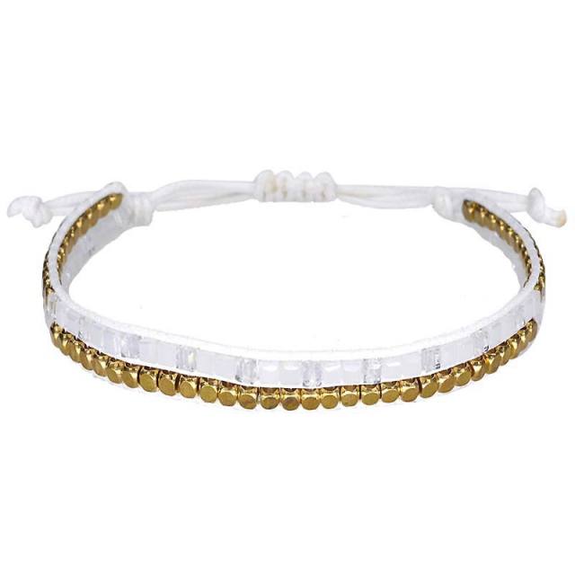 Copper bead wax string braided bracelet