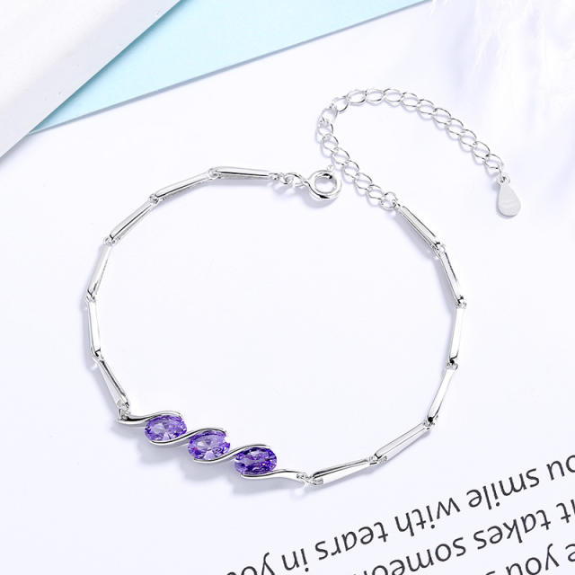 Sterling silver with gemstone chain bracelet