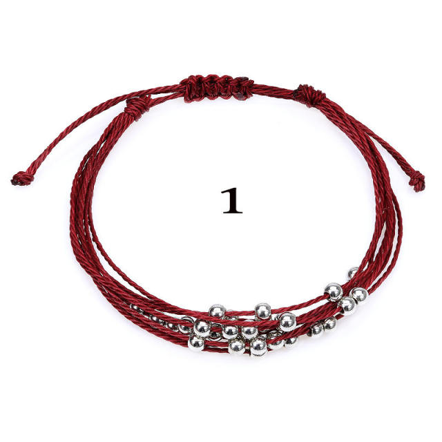 Multilayer wax string bracelet