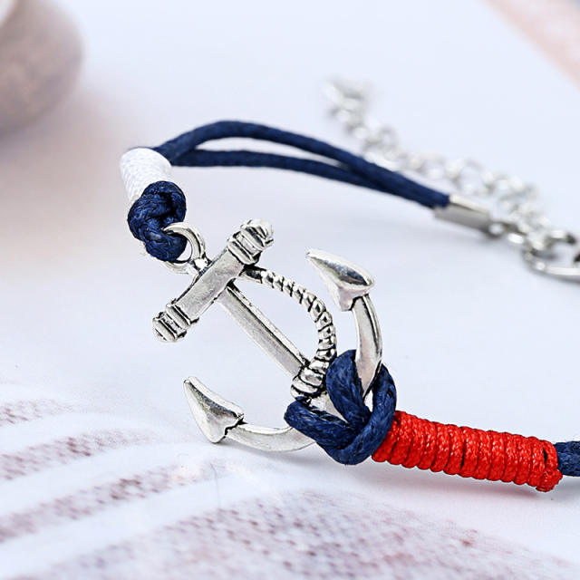 Anchor wax string bracelet