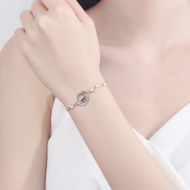 Sterling silver deer chain bracelet