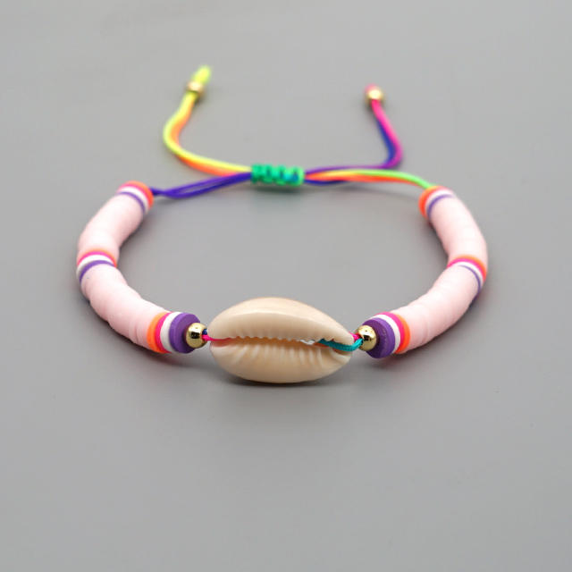 Heishi bracelet with shell