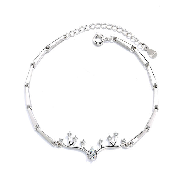 Sterling silver  antler chain bracelet