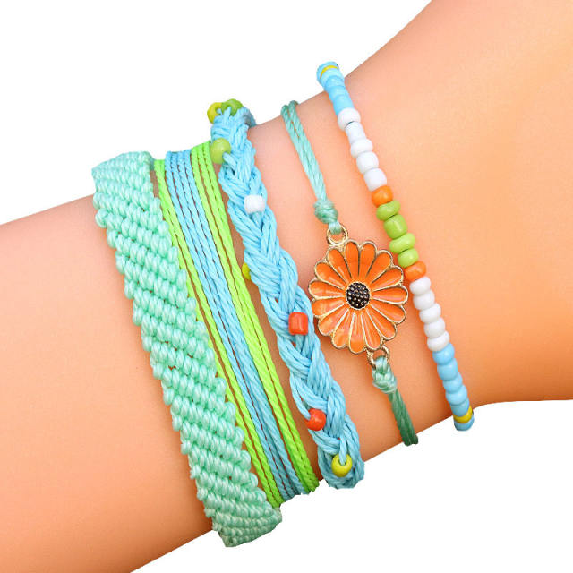Sunflower seed bead string bracelets 5 pcs