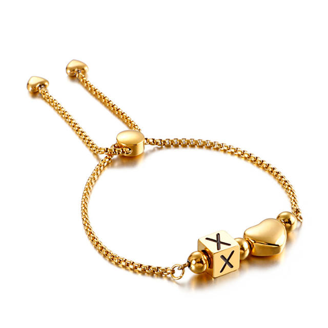 Heart letter dainty chain bracelet