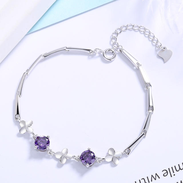 Sterling silver clover chain bracelet