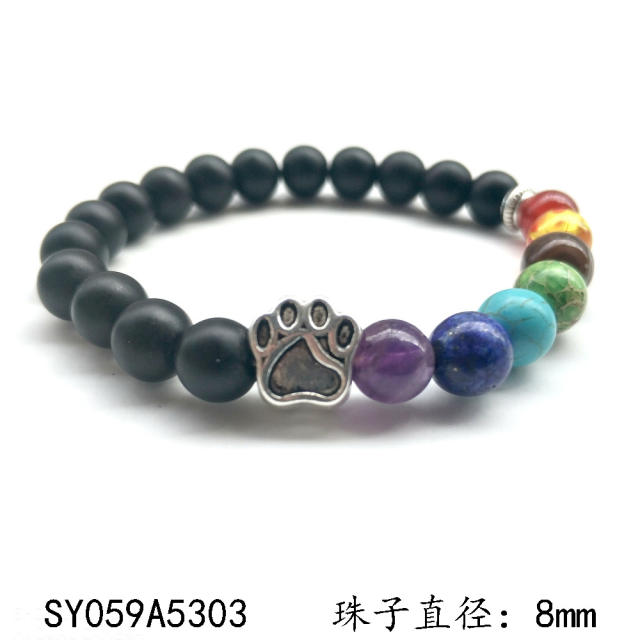 Dog cat footprint 7 chakra bracelet