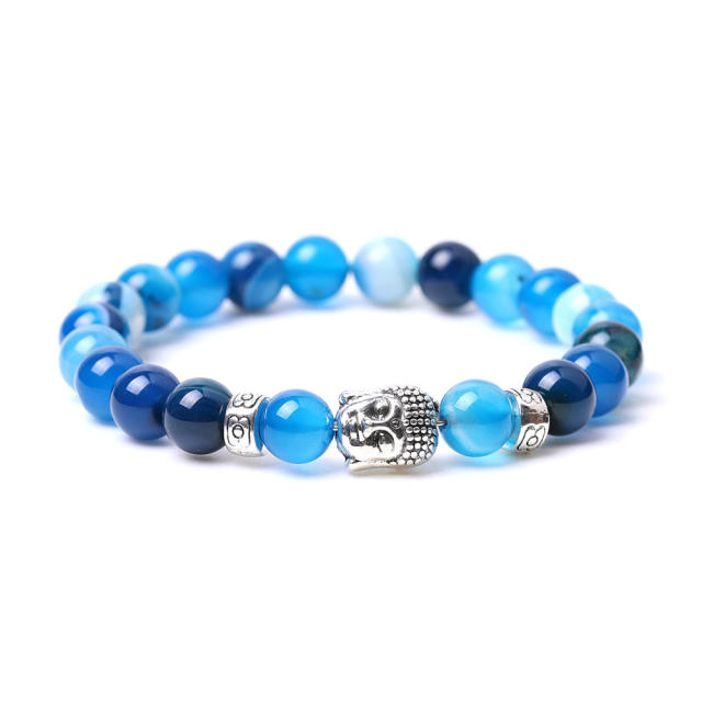 Buddha head Tigereye turquoise  bead bracelet