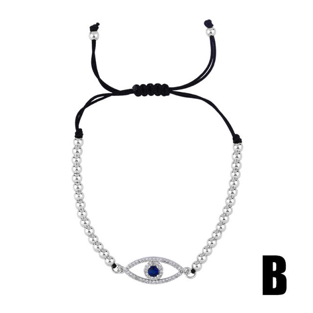 Diamond evil eye adjustable bracelet