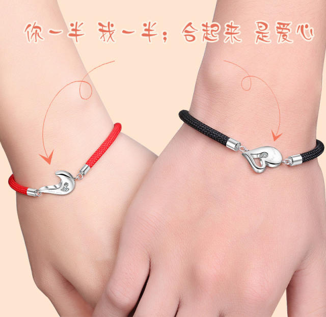 Heart couple string bracelet