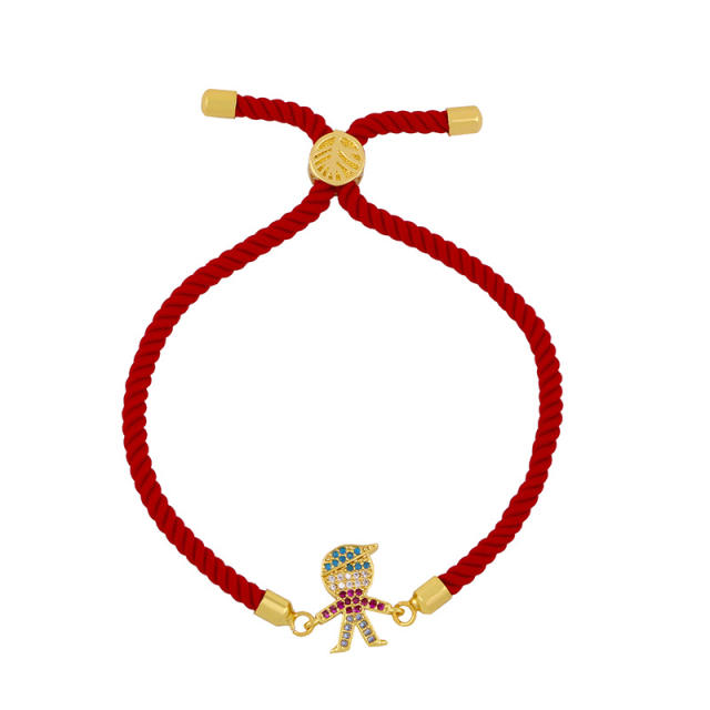 New color zircon boy girl red rope bracelet