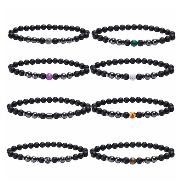Malachite turquoise lava crystal beads bracelet