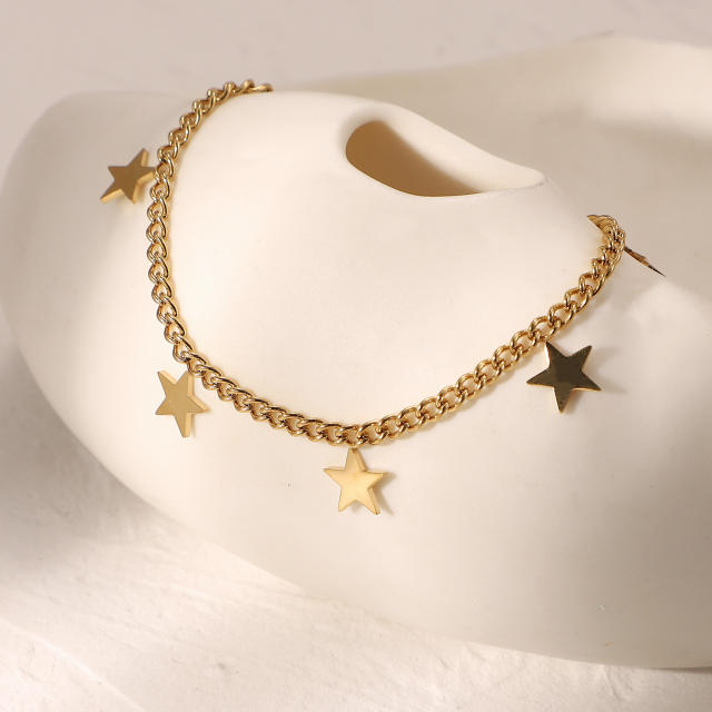 Fashionable Golden pentagram tassel pendant chain bracelet