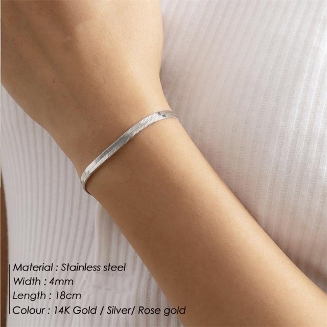 Curban chain snake chain two layer stainless steel bracelet
