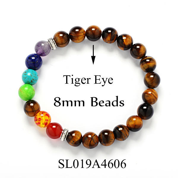 Agate turquoise Tigereye lava chakra bead bracelet