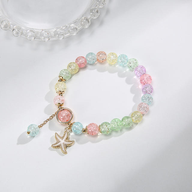 Star shell pendant crystal beads bracelet