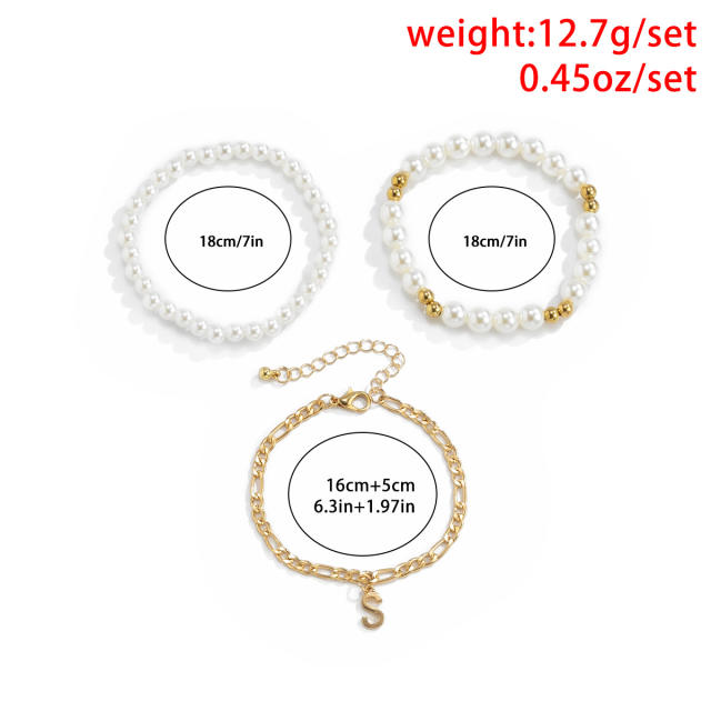 Pearl chain bracelet 3 pcs set