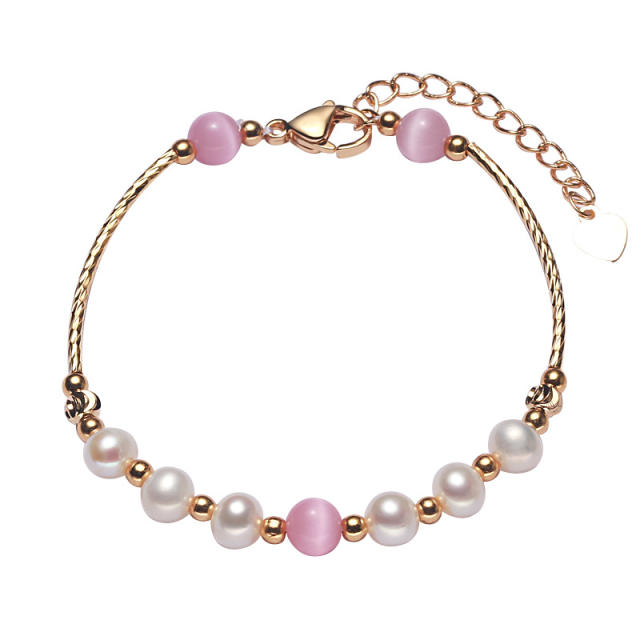 Freshwater pearl opal bracelet