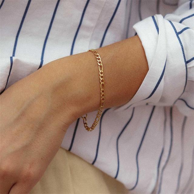 Stainless steel figaro chain bracelet