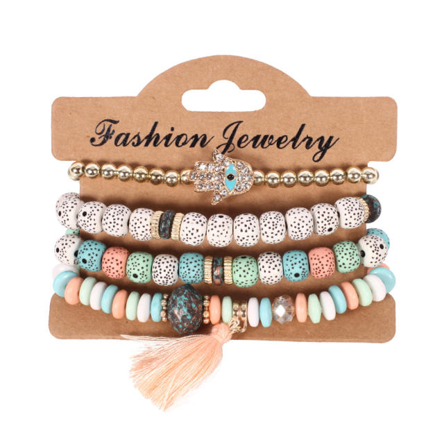 Retro Bodhi beads multi-layer tassel bracelet