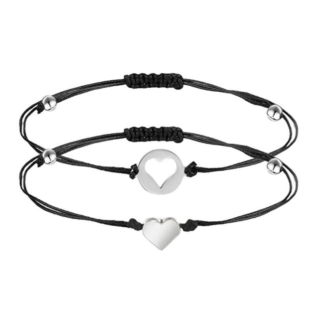 Sun and Moon heart couple string bracelet