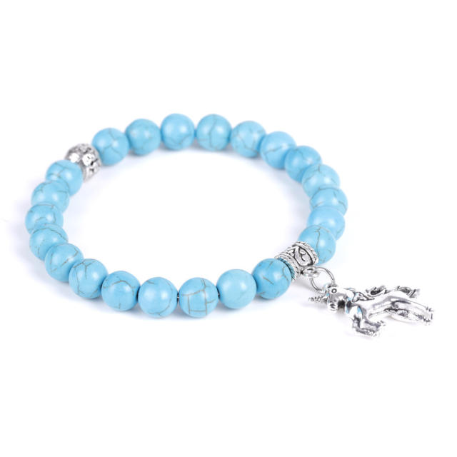 Unicorn lava turquoise bead bracelet