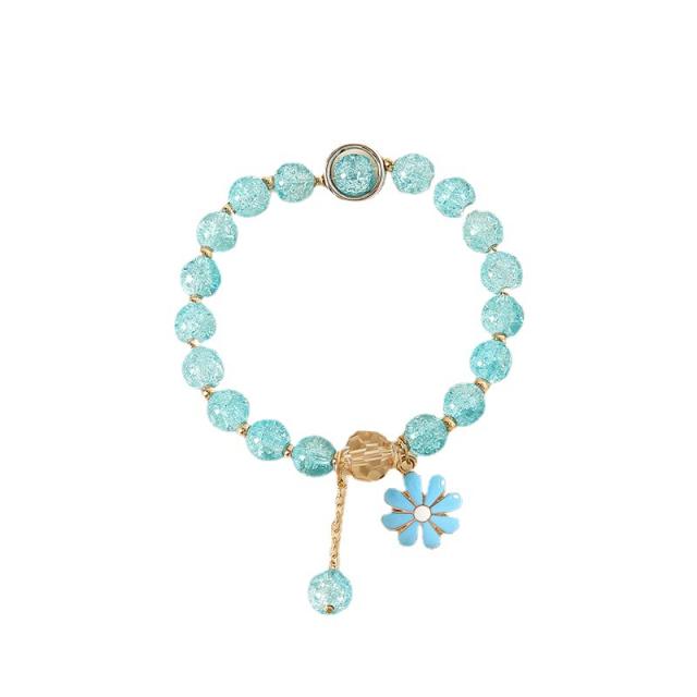 Daisy pendant crystal beads bracelet