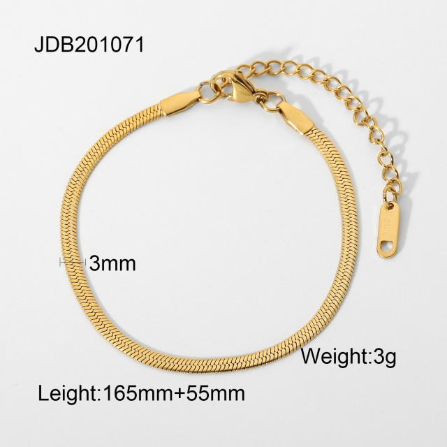 3mm Stainless steel snake chain bracelet