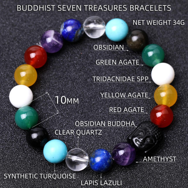 Buddha Head Agate Crystal turquoise 7 chakra bead