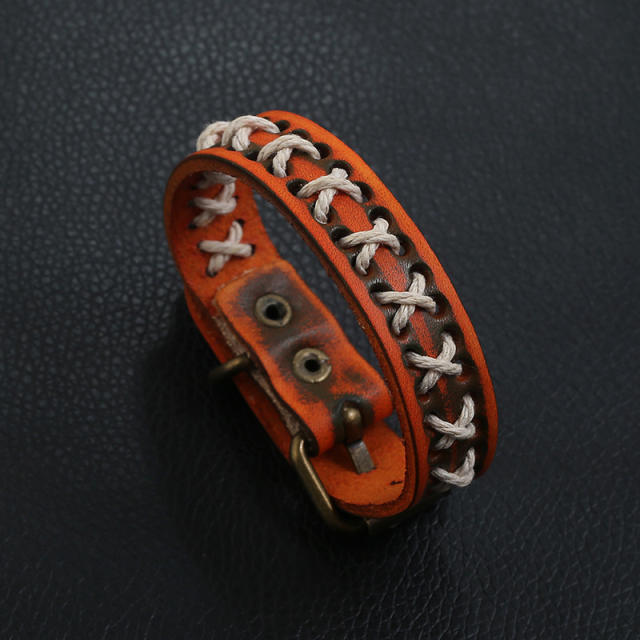 String braided belt buckle cowhide genuine bracelet