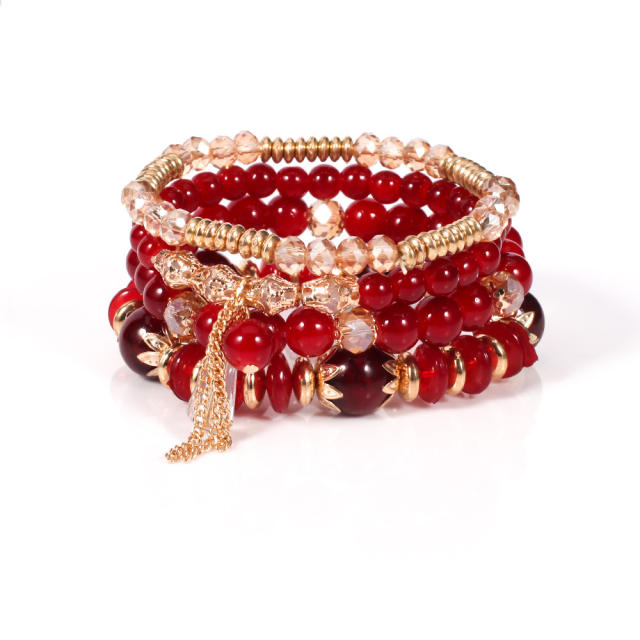 Bohemian glass beads multi-layer bracelet