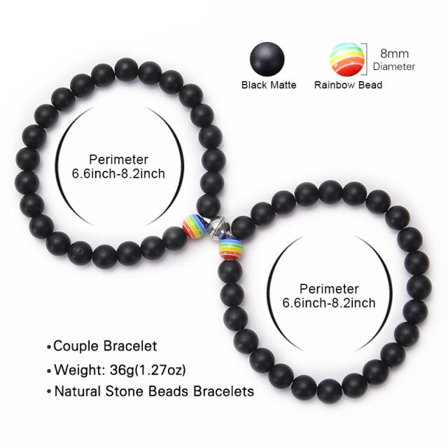 Magnetic lava turquoise bead bracelet