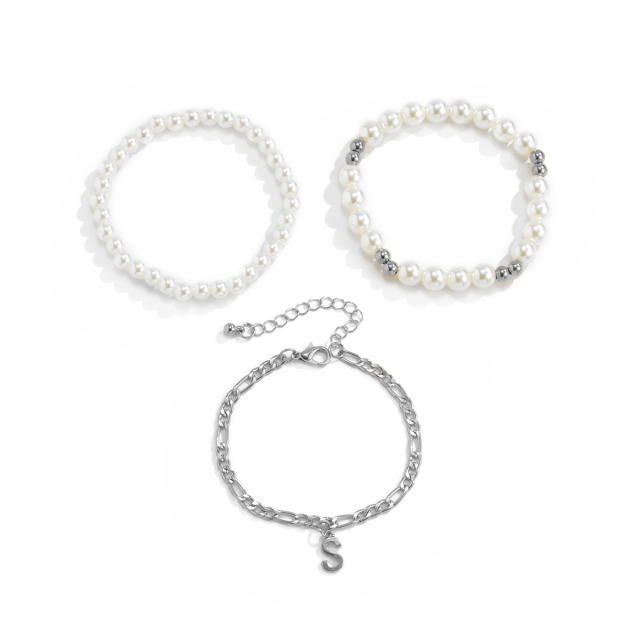 Pearl chain bracelet 3 pcs set