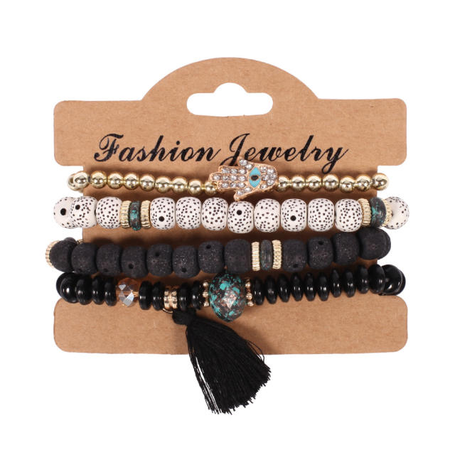 Retro Bodhi beads multi-layer tassel bracelet