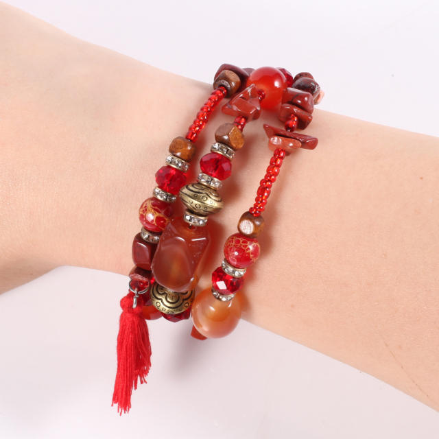 Agate shell crystal beads bracelet Bohemian