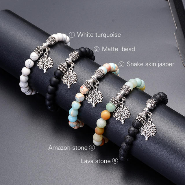 Lucky tree lava turquoise bead bracelet