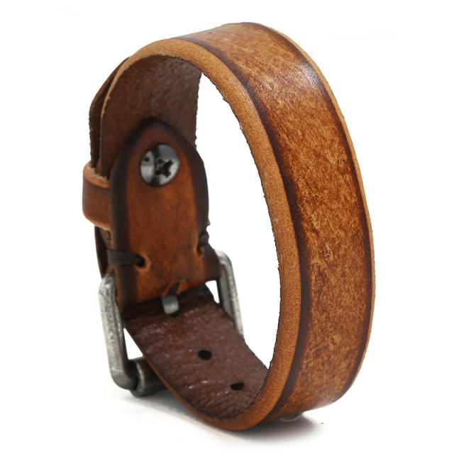 Belt buckle leather bracelet