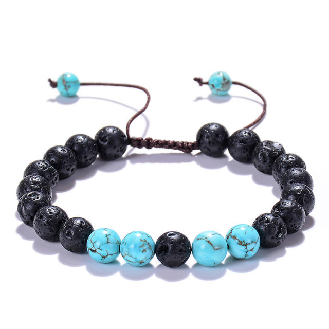 Malachite lava Tigereye turquoise bead bracelet