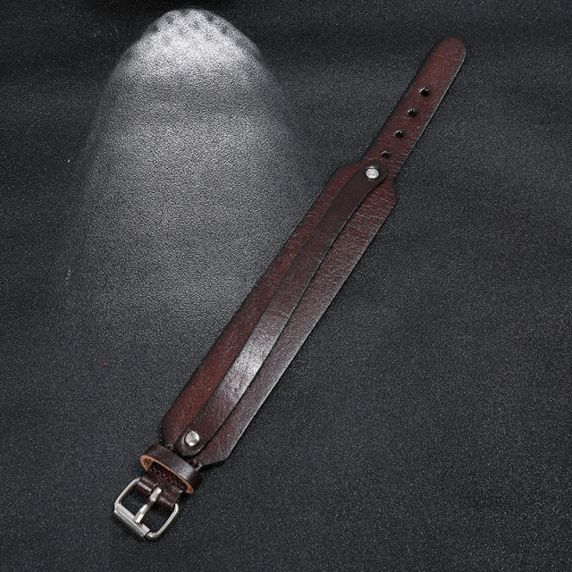Belt buckle leather cuff bracelet