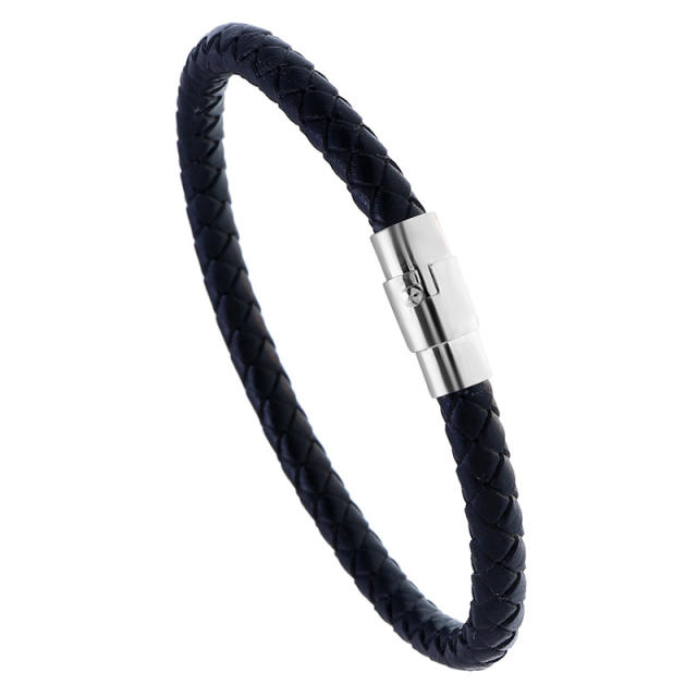 Magnetic clasp braided leather bracelet